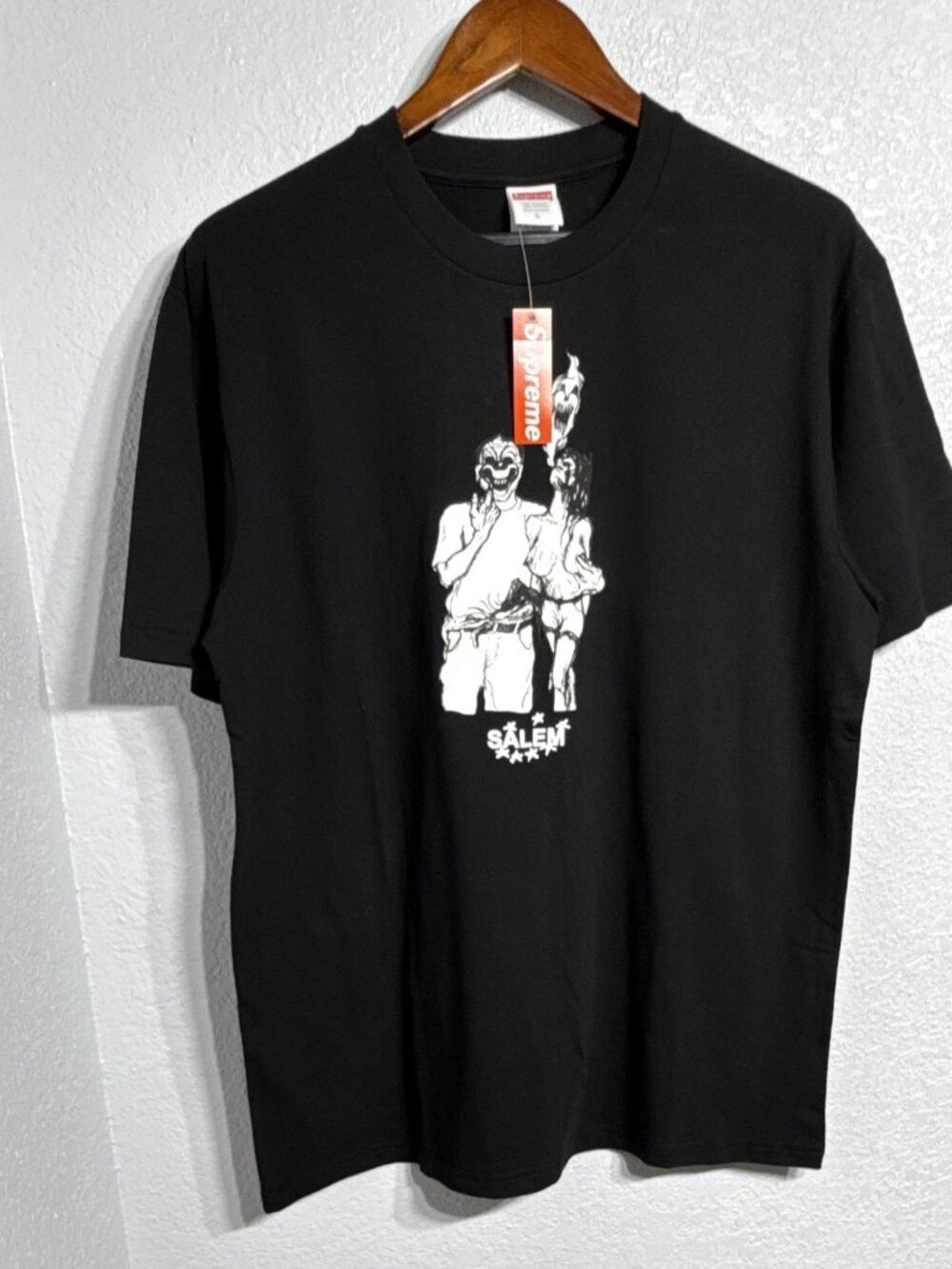 Supreme Salem Black Masked Figures Graphic T-Shirt L